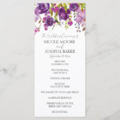 Programme de cérémonie de mariage floral pourpre (Devant)