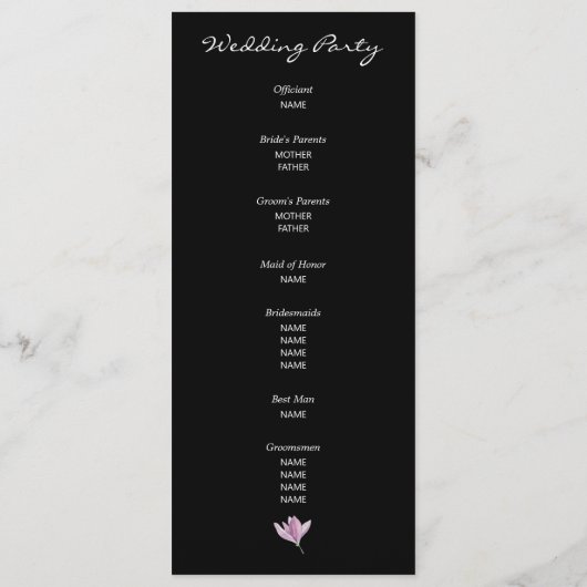 Programme de cérémonie de Mariage floral pourpre (Dos)