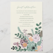Programme de cérémonie de mariage floral rose poud (Devant)