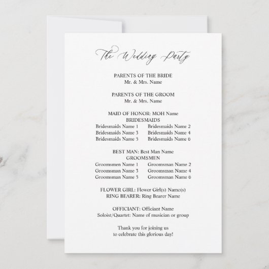 Programme de Cérémonie de Mariage Floral Rouge & O (Dos)