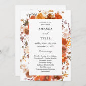 Programme de Cérémonie de Mariage Floral Rouge & O (Devant / Derrière)