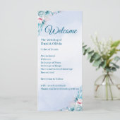 Programme de cérémonie de mariage floral sarcelle (Debout devant)