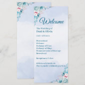 Programme de cérémonie de mariage floral sarcelle (Devant / Derrière)