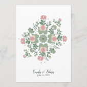 Programme de cérémonie de mariage floral vert saug (Dos)