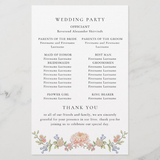 Programme de cérémonie de Mariage Grace Pastel Blu (Dos)