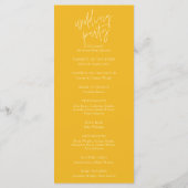 Programme de cérémonie de mariage jaune minimalist (Dos)