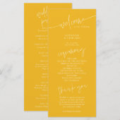 Programme de cérémonie de mariage jaune minimalist (Devant / Derrière)