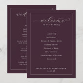 Programme de cérémonie de mariage marron élégant (Devant / Derrière)