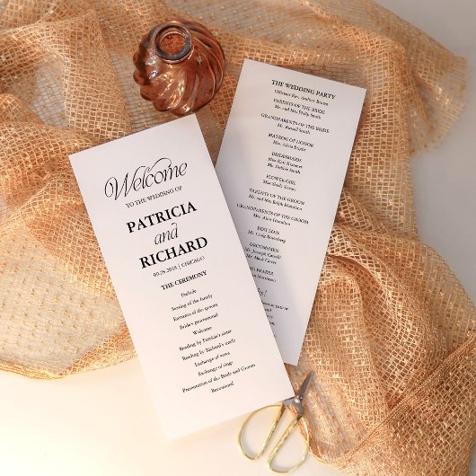 Programme de cérémonie de mariage minimaliste