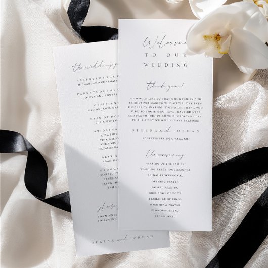 Programme de cérémonie de mariage minimaliste mode