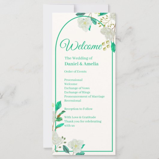 Programme de cérémonie de mariage Mint Arch (Devant)