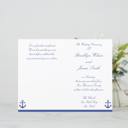 Programme de cérémonie de Mariage nautique Circula (Debout devant)