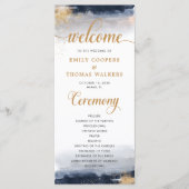 Programme de cérémonie de mariage Navy et Or (Devant)