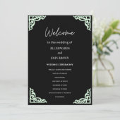 Programme de cérémonie de mariage noir coin vert m (Debout devant)
