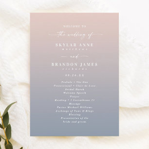 Programme de cérémonie de mariage Ombre Rose et Bl