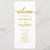 Programme de cérémonie de mariage or (Devant)