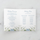 Programme de cérémonie de mariage plié Blue Hydran (Intérieur)
