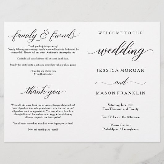 Programme de cérémonie de mariage Programmes pliés (Devant)