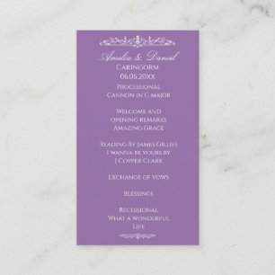 Programme de cérémonie de mariage Régence Violet