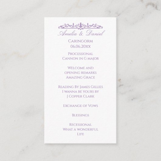 Programme de cérémonie de mariage Regency Purple (Devant)