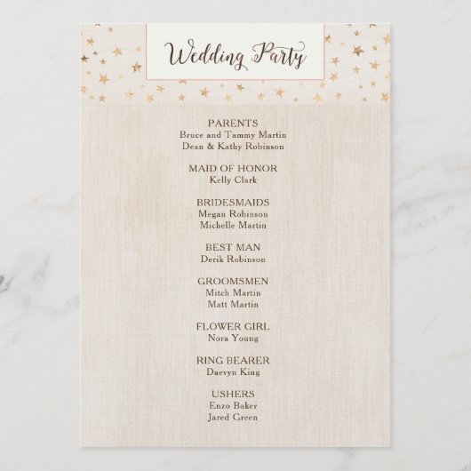 Programme de cérémonie de Mariage rustique à doubl (Dos)