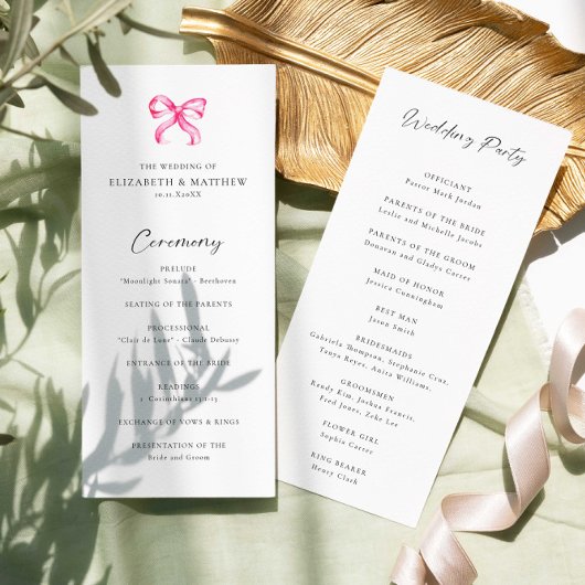 Programme de cérémonie de mariage simple avec un n