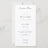 Programme de cérémonie de mariage simple avec un n (Dos)