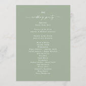 Programme de cérémonie de mariage simple en vert f (Dos)