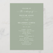 Programme de cérémonie de mariage simple en vert f (Devant)