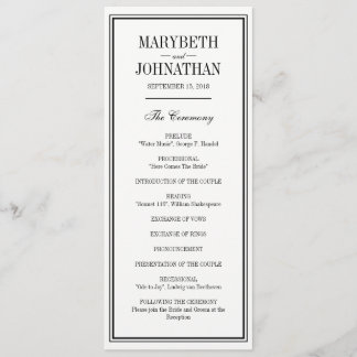 Programme de cérémonie de mariage simple et élégan