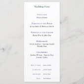 Programme de cérémonie de mariage simple lavande (Dos)