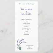 Programme de cérémonie de mariage simple lavande (Devant)