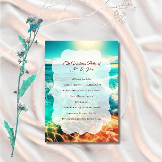Programme de cérémonie de mariage sur la plage mod