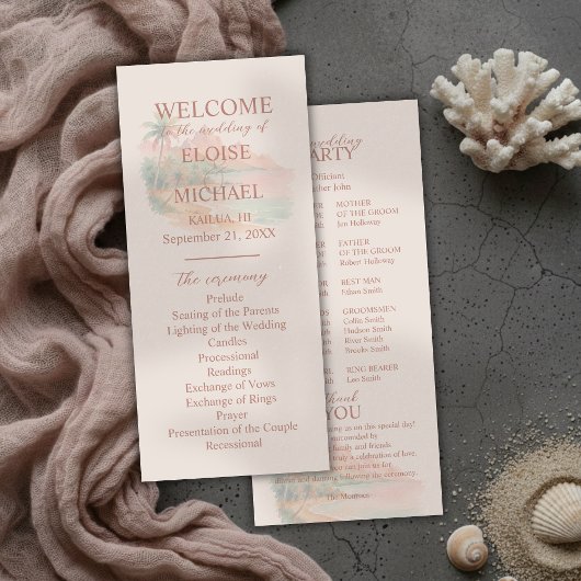 Programme de cérémonie de mariage sur l'île du cou