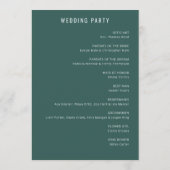 Programme de cérémonie de mariage Teal Serein (Dos)