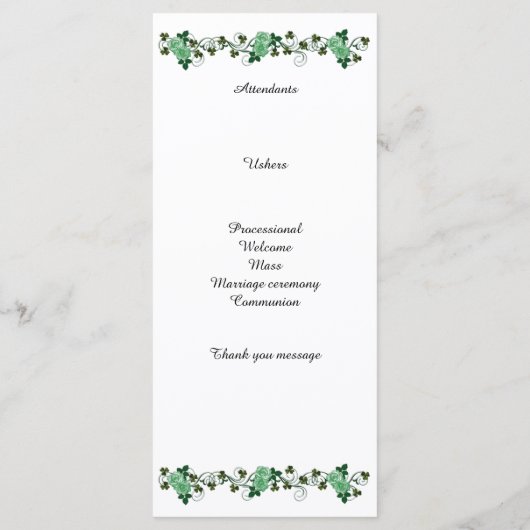 Programme de cérémonie de mariage thème irlandais (Dos)