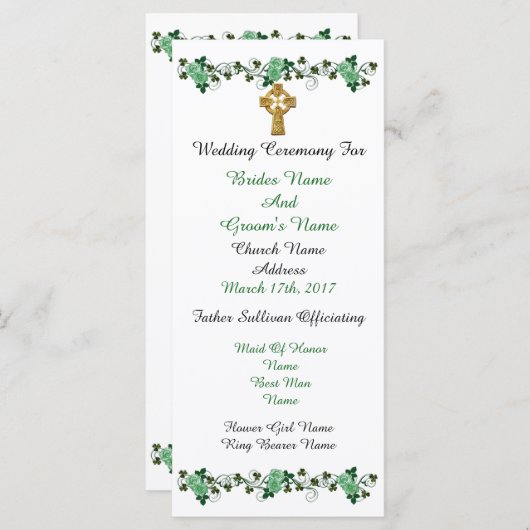 Programme de cérémonie de mariage thème irlandais (Devant / Derrière)