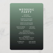 Programme de cérémonie de mariage vert élégant (Dos)