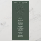 Programme de cérémonie de mariage vert élégant (Dos)