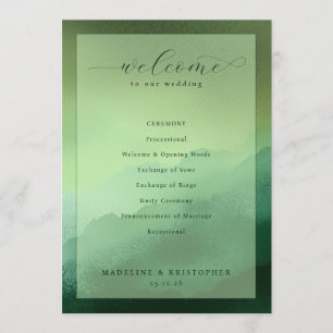 Programme de cérémonie de mariage Vert Sérénité