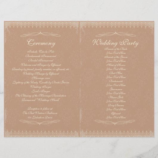 Programme de cérémonie de mariage vintage (Devant)