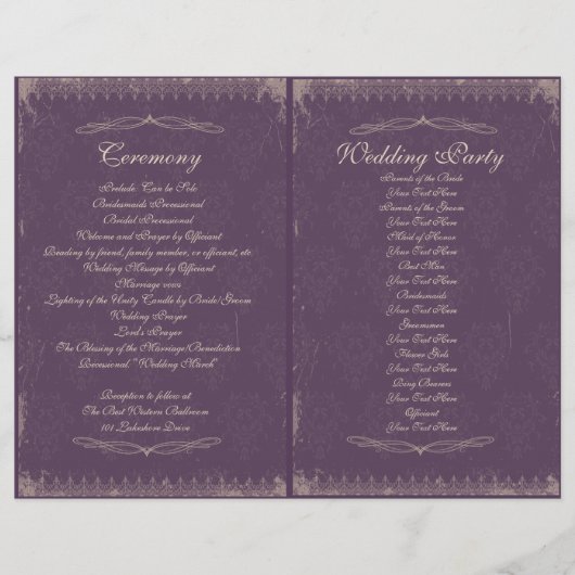 Programme de cérémonie de mariage vintage (Devant)