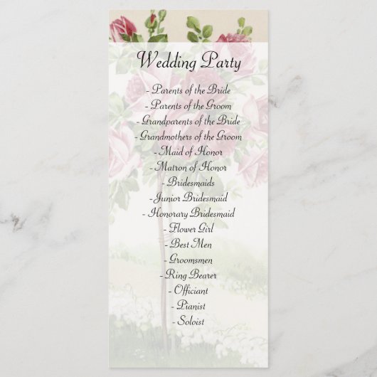 Programme de cérémonie de mariage vintage (Dos)