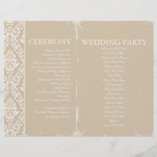 Programme de cérémonie de mariage vintage Personna (Devant)
