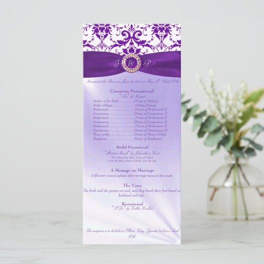 Programme de cérémonie de Mariage violet (Debout devant)