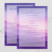 Programme de cérémonie de mariage violet serein (Devant / Derrière)