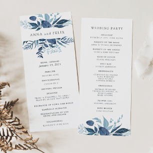 Programme de cérémonie de Mariage Wild Azure