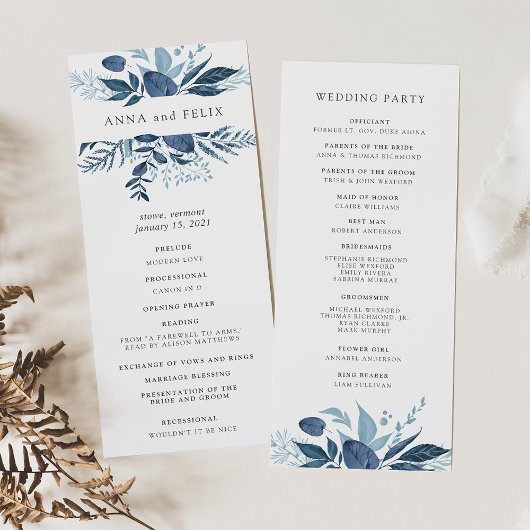 Programme de cérémonie de Mariage Wild Azure