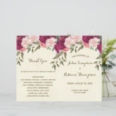 programme de cérémonie de mariages floraux roses b (Debout devant)