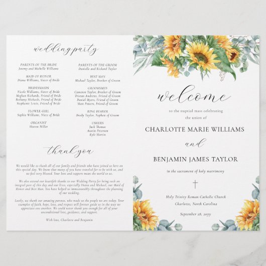 Programme de cérémonie de masse des Mariages catho (Devant)